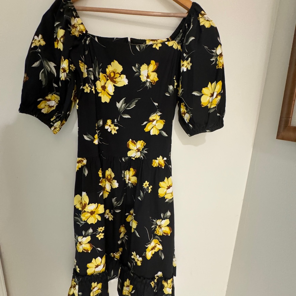 Floral Black and Yellow Women's Dress